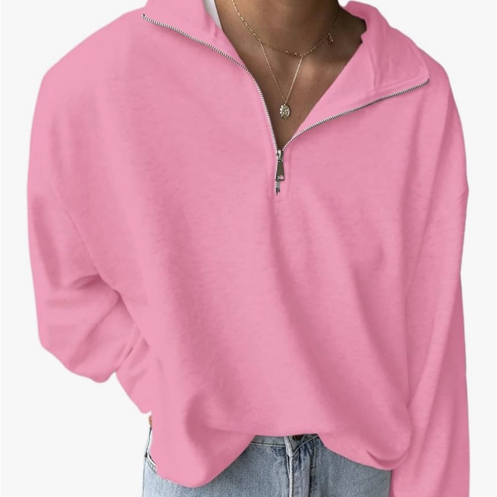 Pink Quarter-Zip Women's Top